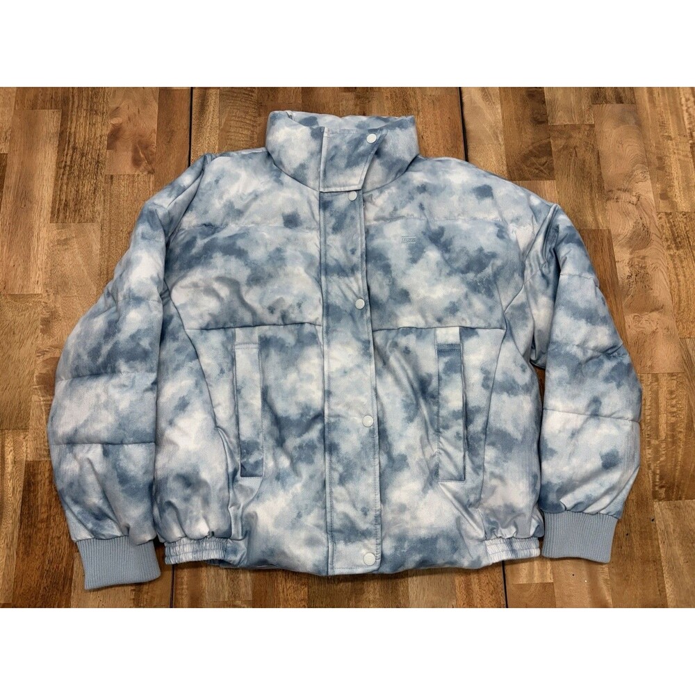 Levi's Women's Cinch Winter cold snow Waist Puffer Jacket Blue Tie Dye Medium.